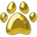 Gold game play achievement of a dog paw print